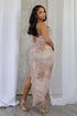 Flona Print Halter Lace Maxi Dress